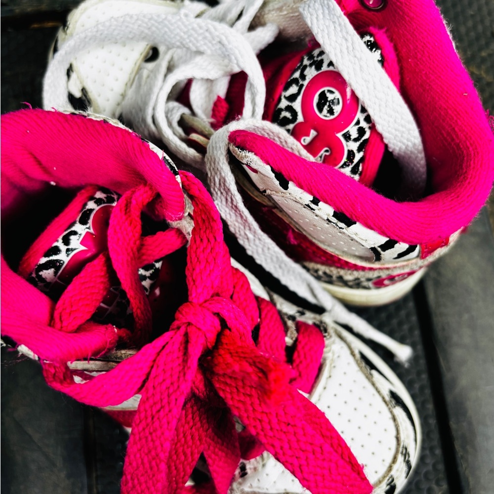 Vintage Osiris skate Pink and White Sneakers with Leopard Print